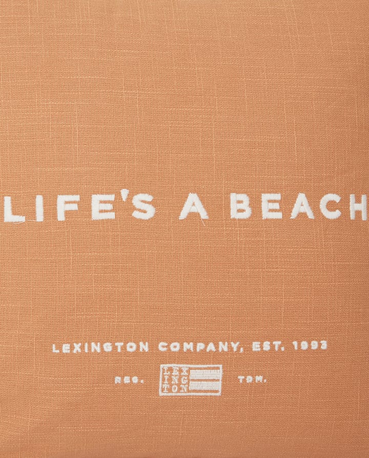 Life's A Beach Embroidered pudebetræk 50x50 cm, Beige/Hvid Lexington