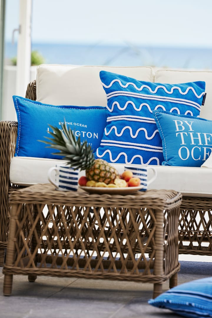 Logo Embroidered Linen/Cotton pude 30x50, Blue Lexington