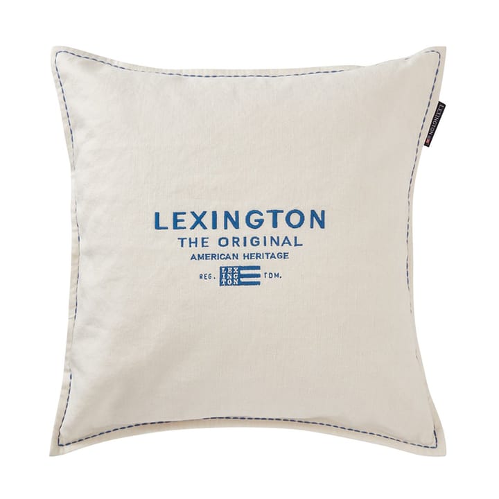 Logo Embroidered Linen/Cotton pudebetræk 50x50 - White - Lexington