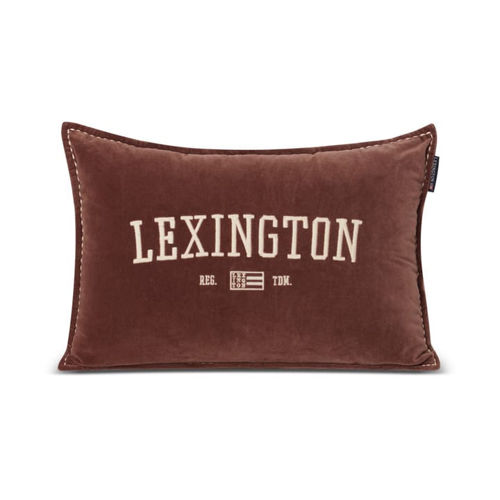 Logo Message Organic Cotton Velvet pude 40x60 cm, Brown Lexington