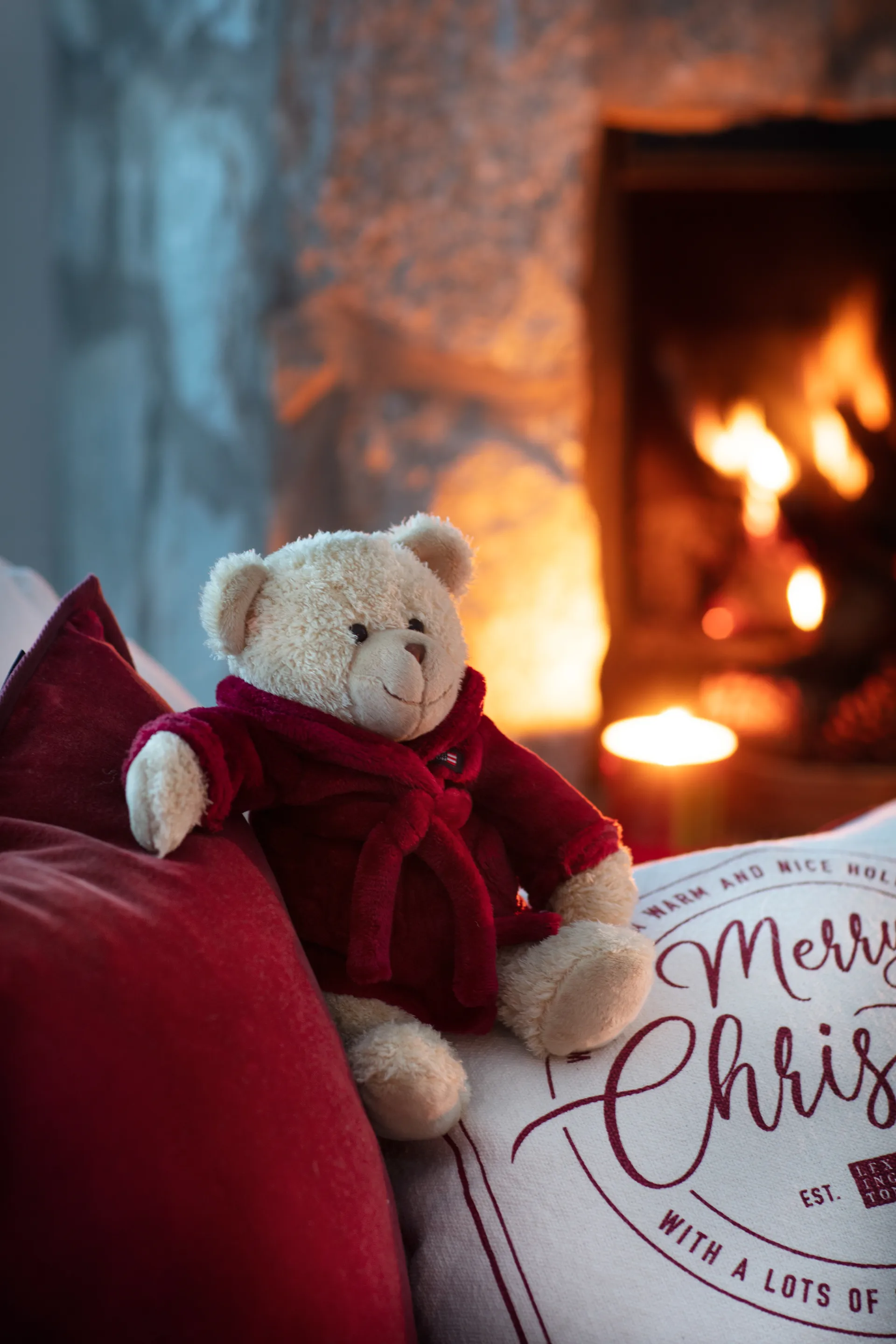 Merry Christmas Cotton Canvas pudebetræk 50x50 cm, Off white-red Lexington