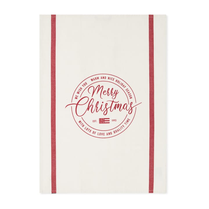 Merry Christmas Cotton Twill viskestykke 50x70 cm - off white-red - Lexington