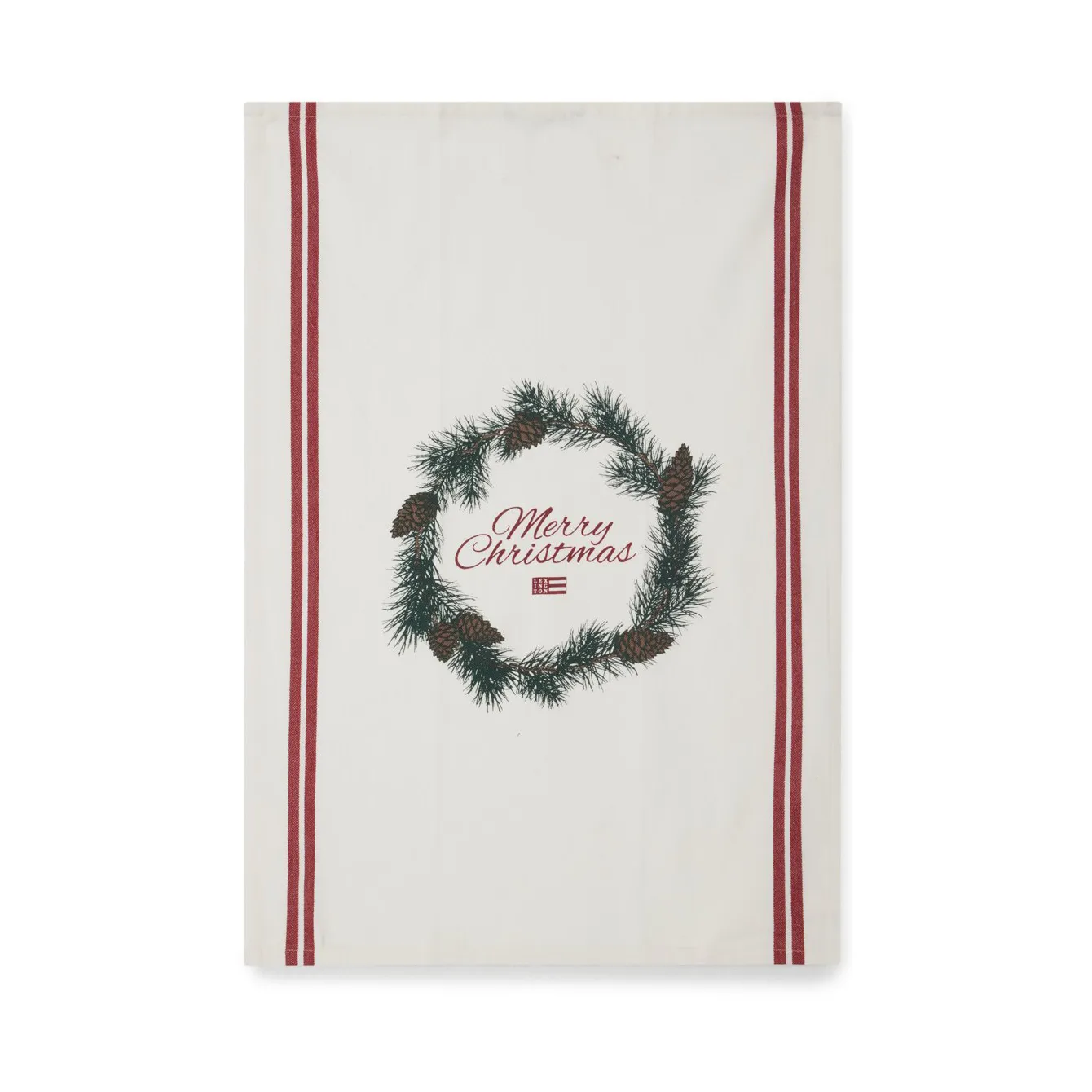 Merry Christmas Org Cotton viskestykke 50x70 cm, White/Red/Green Lexington