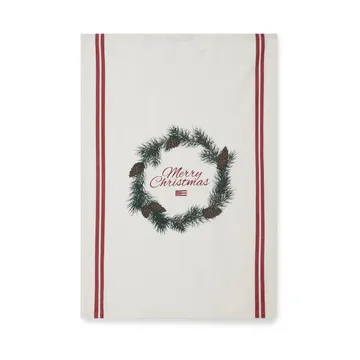 Merry Christmas Org Cotton viskestykke 50x70 cm - White/Red/Green - Lexington