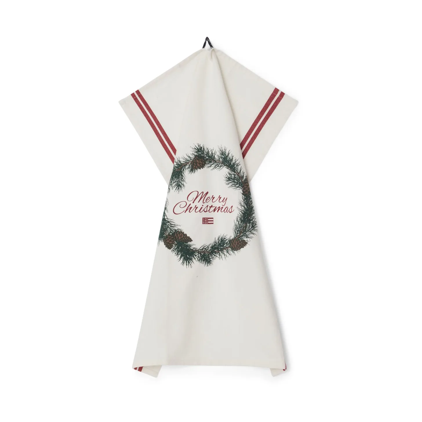 Merry Christmas Org Cotton viskestykke 50x70 cm, White/Red/Green Lexington
