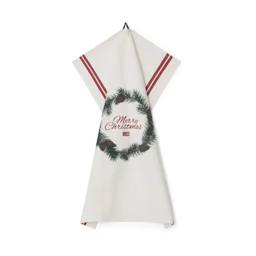 Merry Christmas Org Cotton viskestykke 50x70 cm - White/Red/Green - Lexington