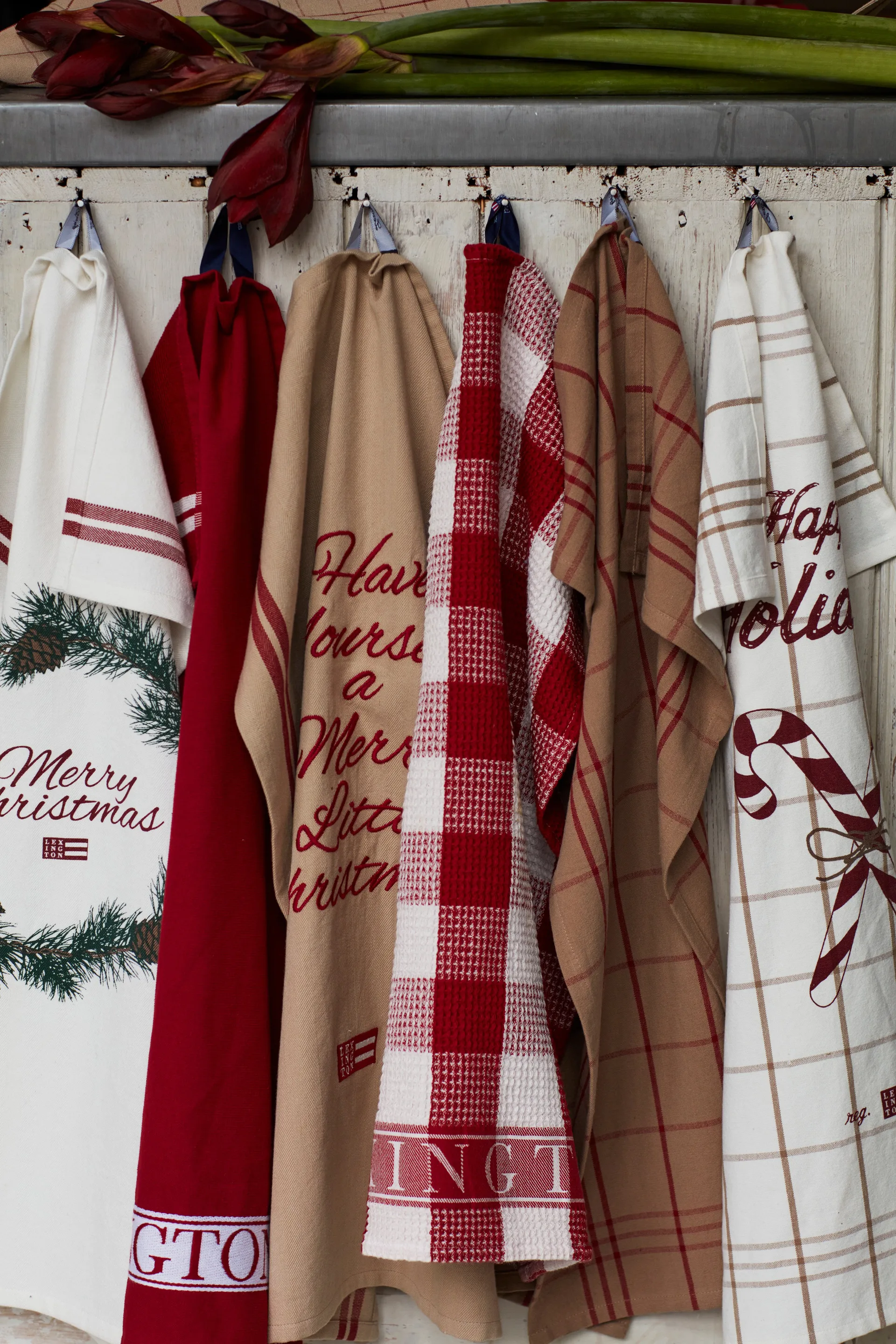 Merry Christmas Org Cotton viskestykke 50x70 cm, White/Red/Green Lexington