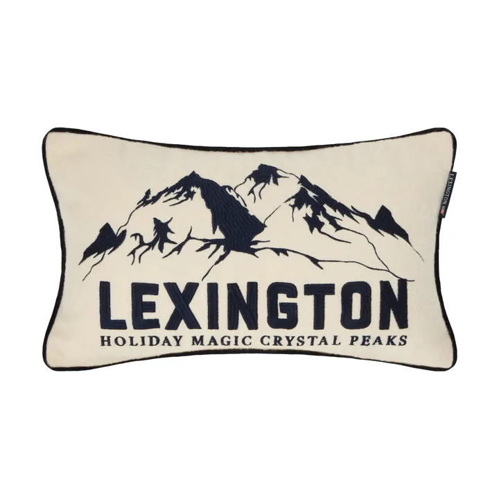 Mountains Logo uldmix pyntepude - White-navy, 50x30 cm - Lexington