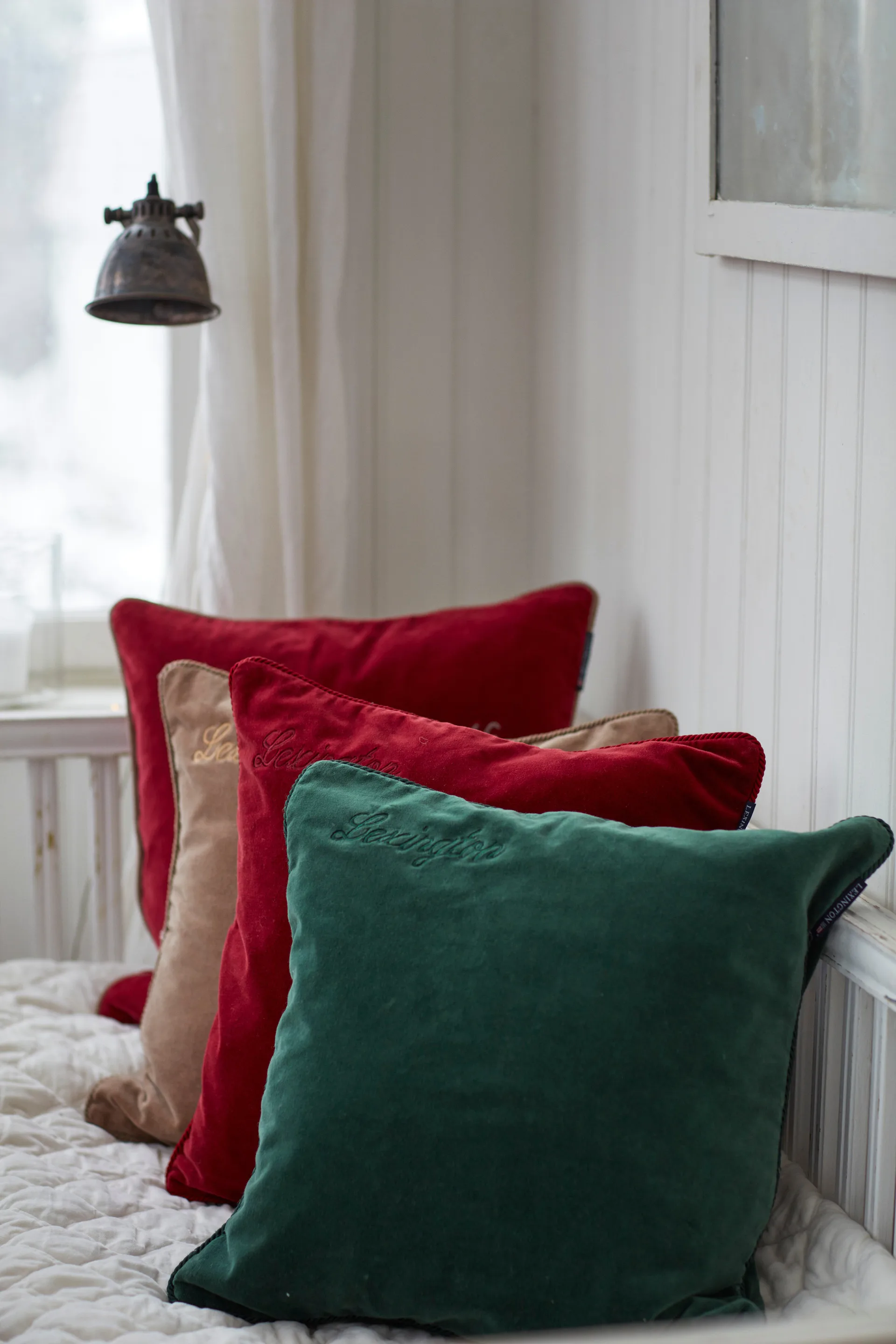 Organic Cotton Velvet pudebetræk 50x50 cm, Green Lexington