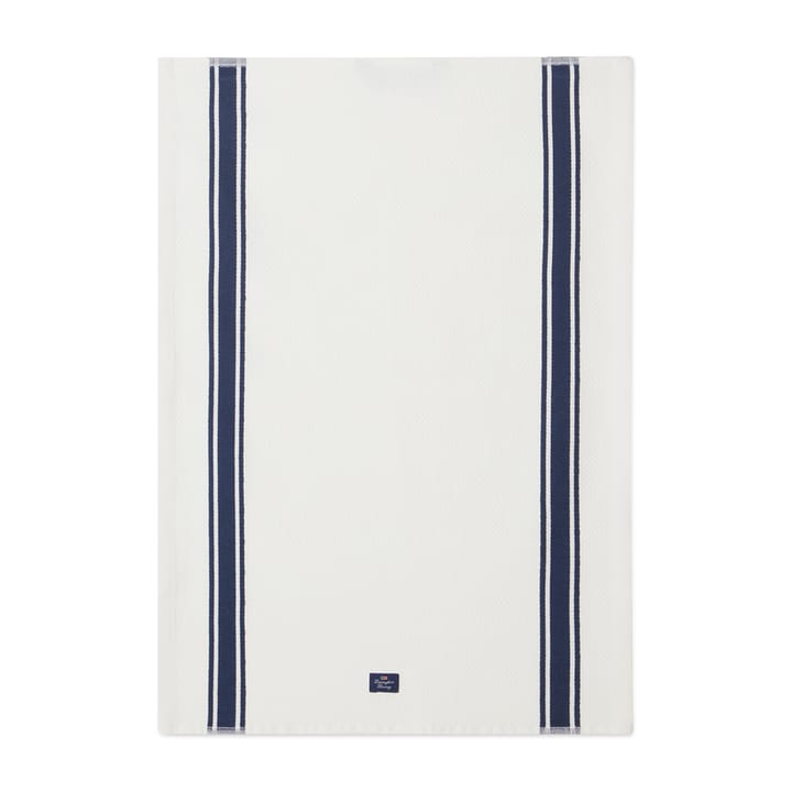 Organic Cotton Waffle Kitchen Towel 50x70 cm - Hvid/Mørkeblå - Lexington