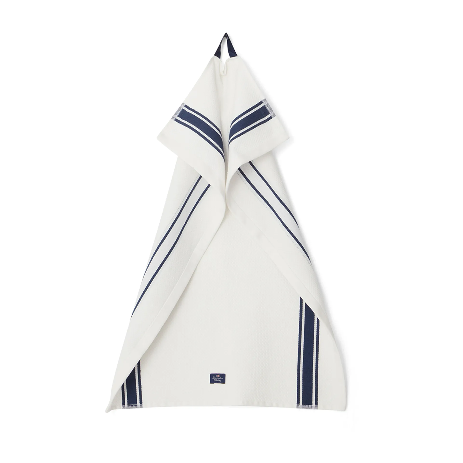 Organic Cotton Waffle Kitchen Towel 50x70 cm, Hvid/Mørkeblå Lexington