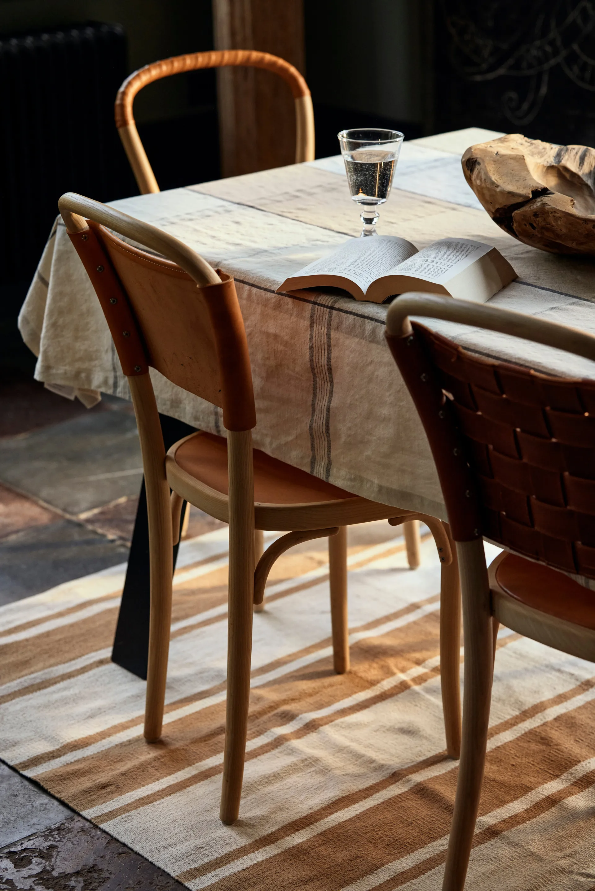 Organic Striped Cotton tæppe 170x240 cm, Beige-white Lexington