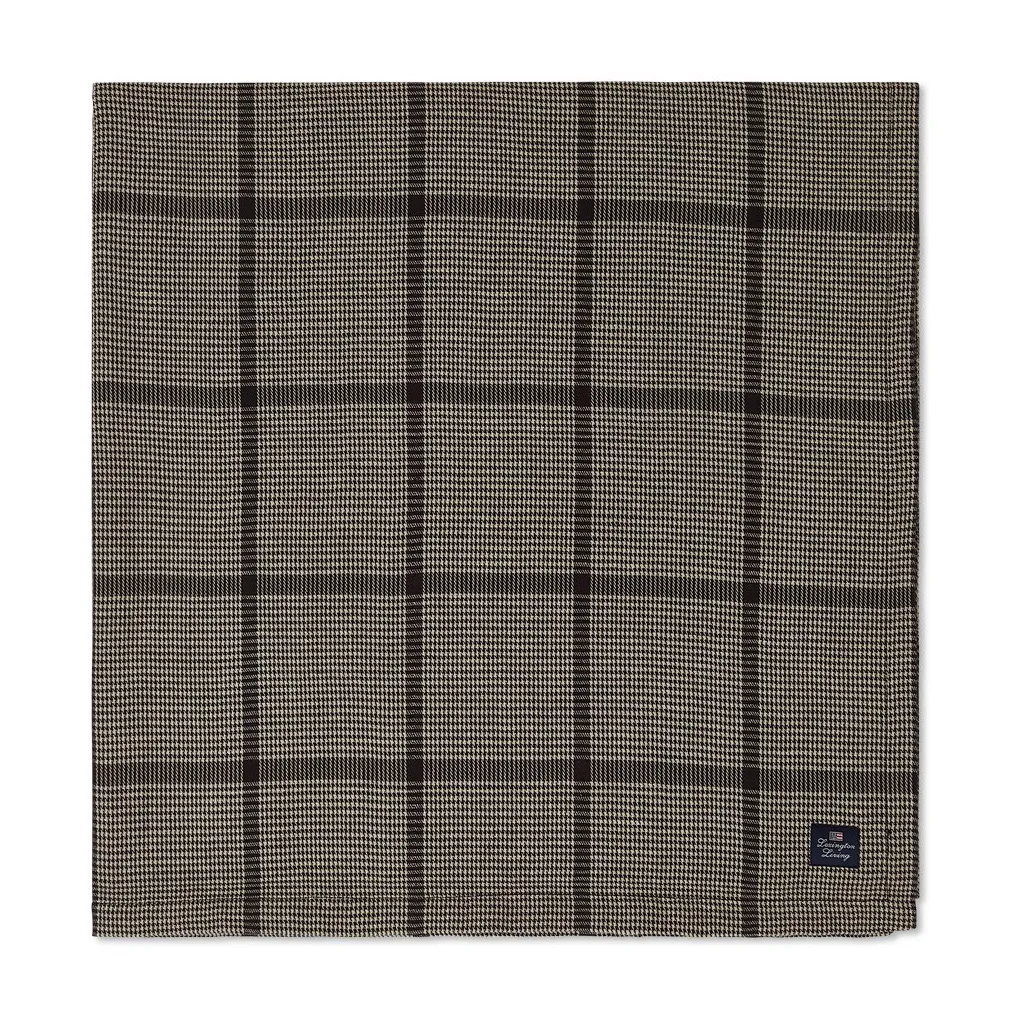 Pepita Check Cotton Linen borddug 150x250 cm, Dark gray/Beige Lexington