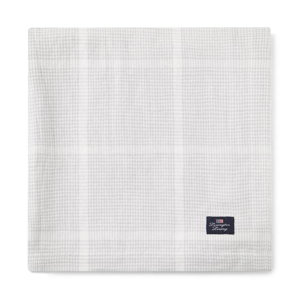 Pepita Check Cotton Linen dug 150x350 cm, White/Light gray Lexington