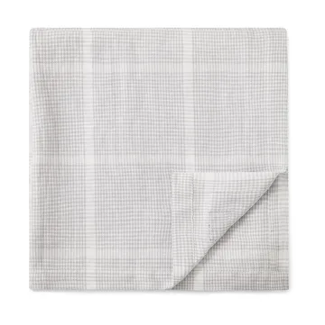 Pepita Check Cotton Linen dug 150x350 cm - White/Light gray - Lexington