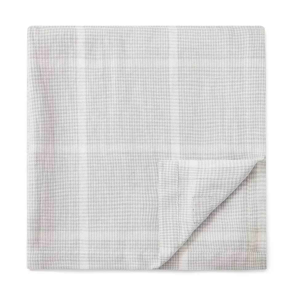 Pepita Check Cotton Linen dug 180x180 cm, White/Light gray Lexington