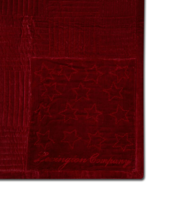 Quilted Cotton Velvet Star sengetæppe 240x260 cm, Red Lexington