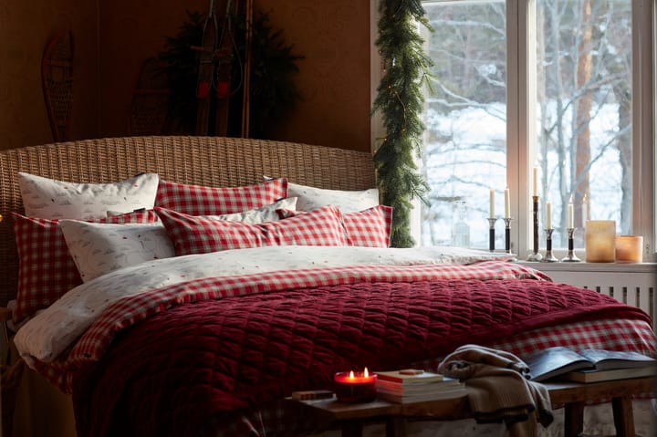 Quilted Organic Cotton Velvet sengetæppe 240x260 cm, Red Lexington