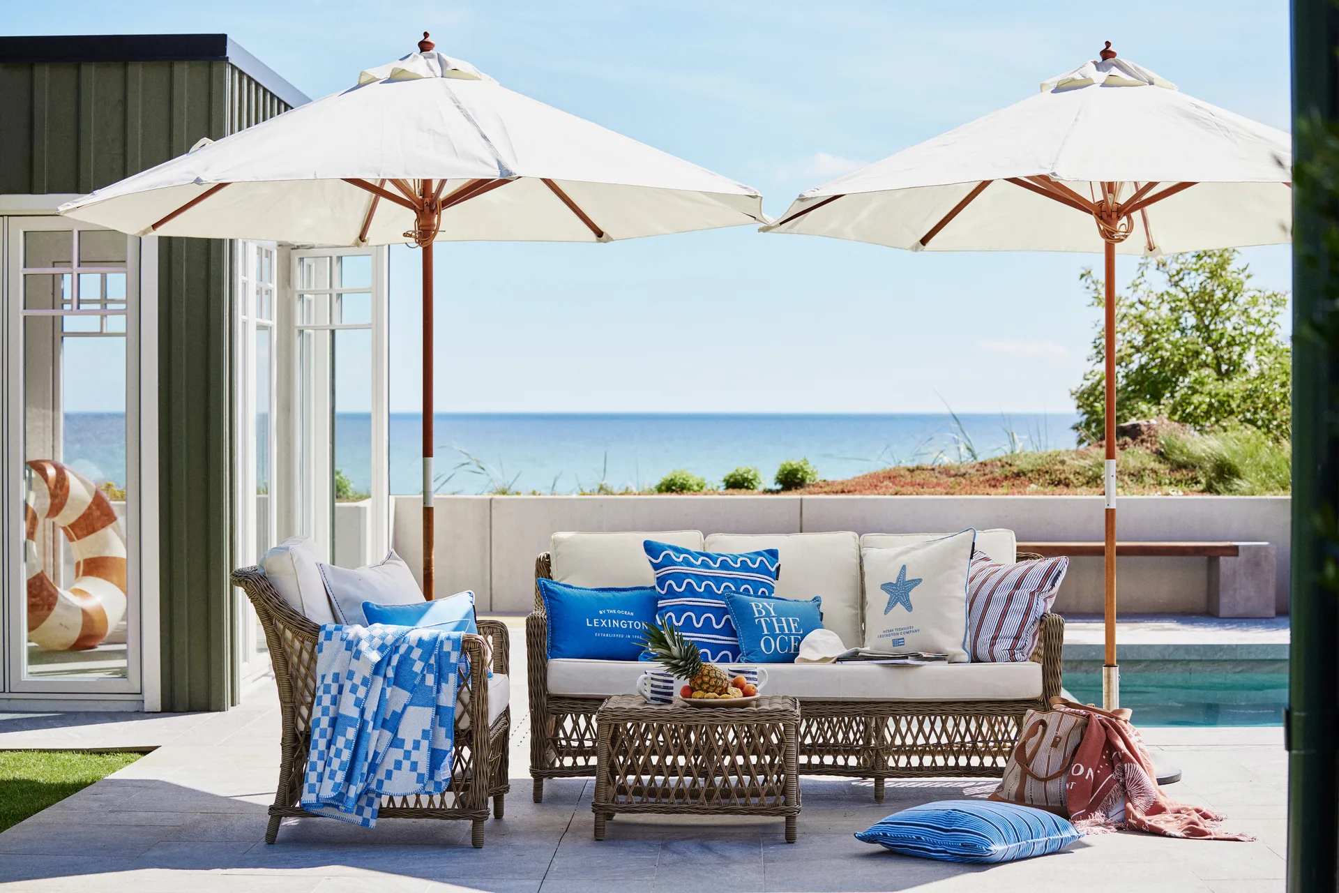 Rope Wave Cotton Canvas pudebetræk 50x50 cm, Blue Lexington