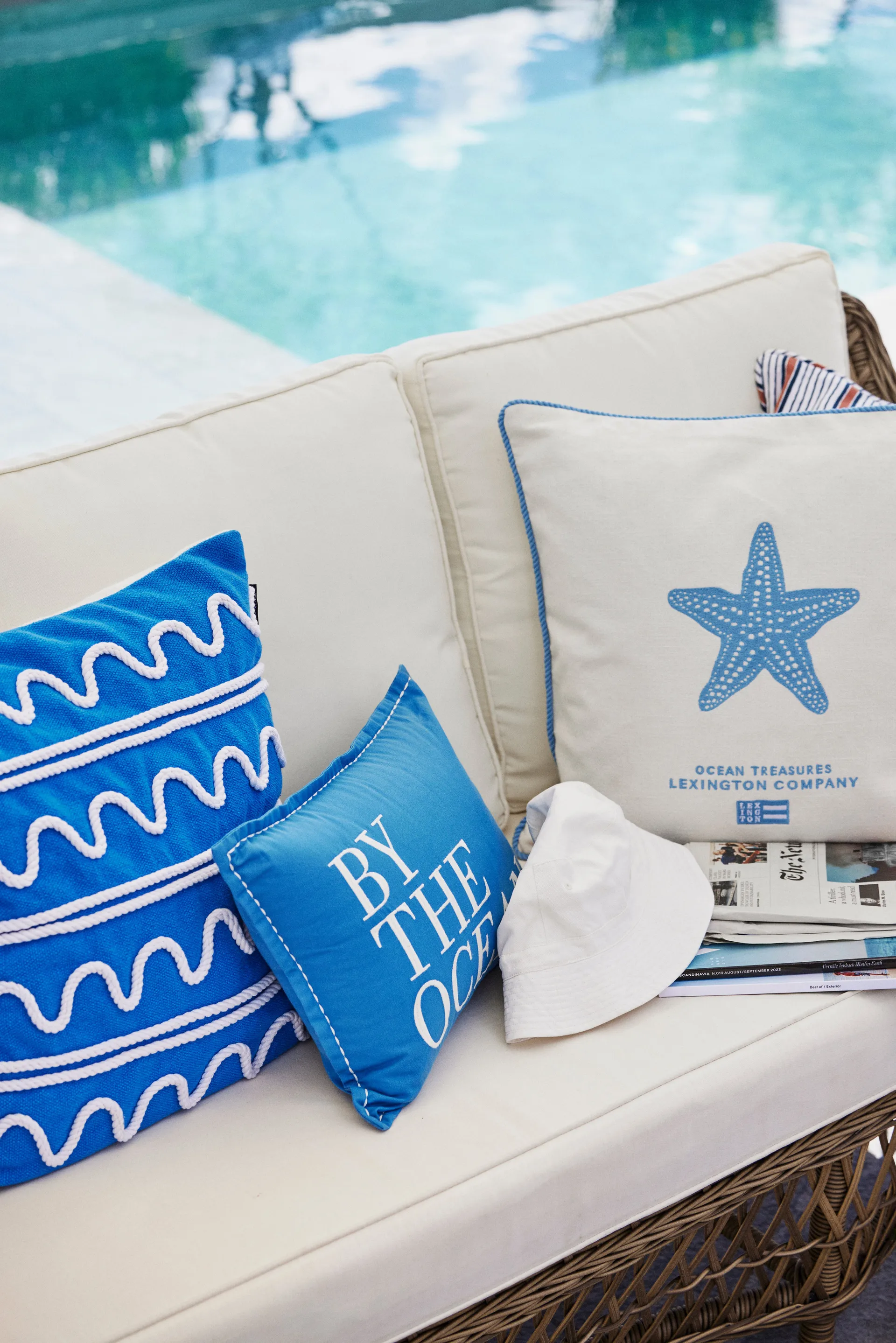 Rope Wave Cotton Canvas pudebetræk 50x50 cm, Blue Lexington