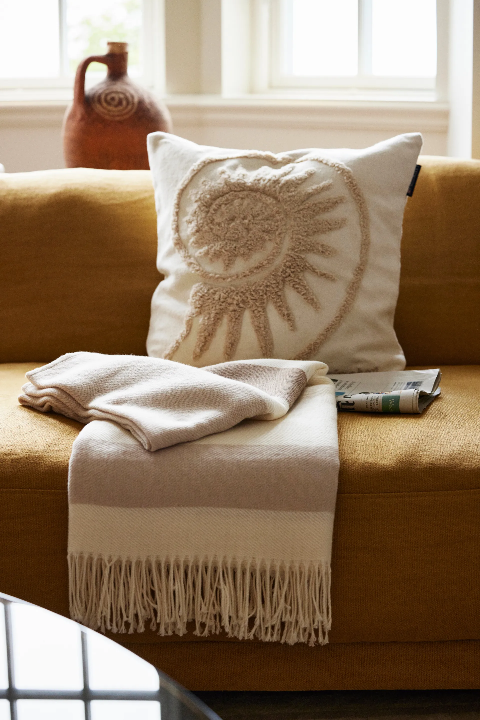 Rug Shell Cotton Canvas pudebetræk 50x50 cm, White Lexington