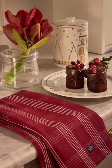 Rutete linned/bomulds viskestykke 50x70 cm - Red-white - Lexington