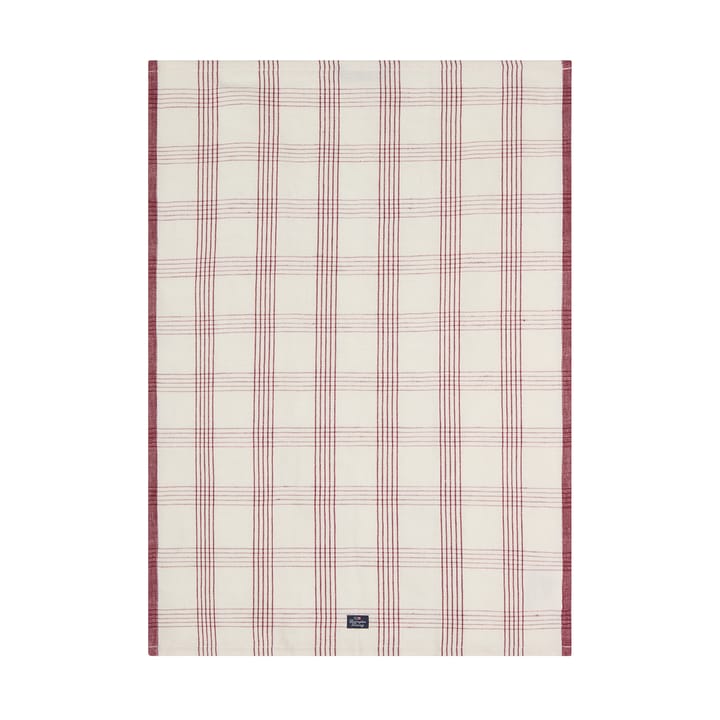 Rutete linned/bomulds viskestykke 50x70 cm - White-red - Lexington