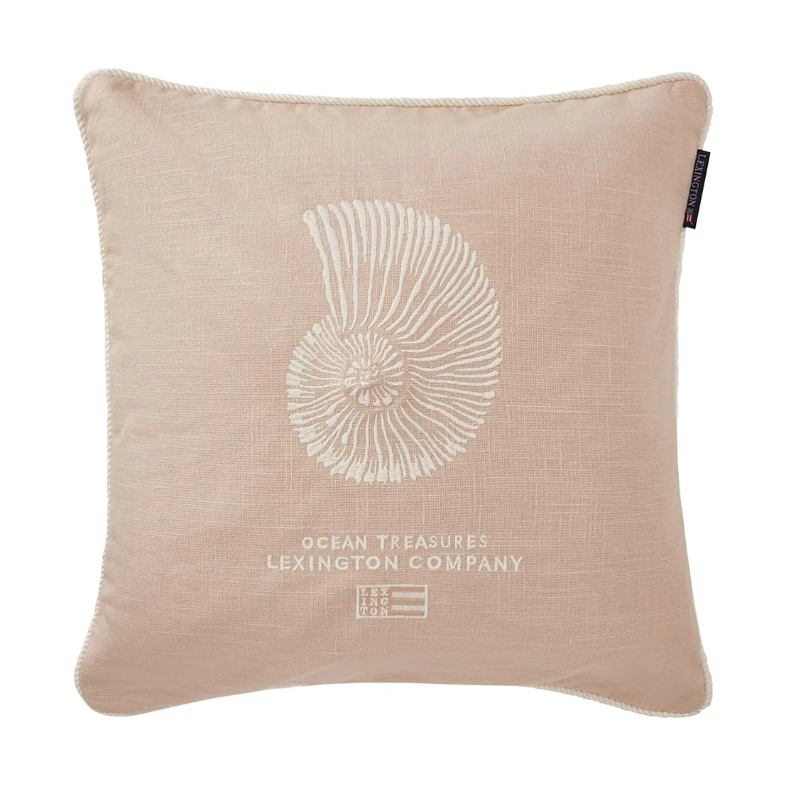 Sea Embroidered Recycled Cotton pudebetræk 50x50, Light beige Lexington