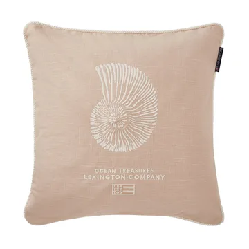 Sea Embroidered Recycled Cotton pudebetræk 50x50 - Light beige - Lexington