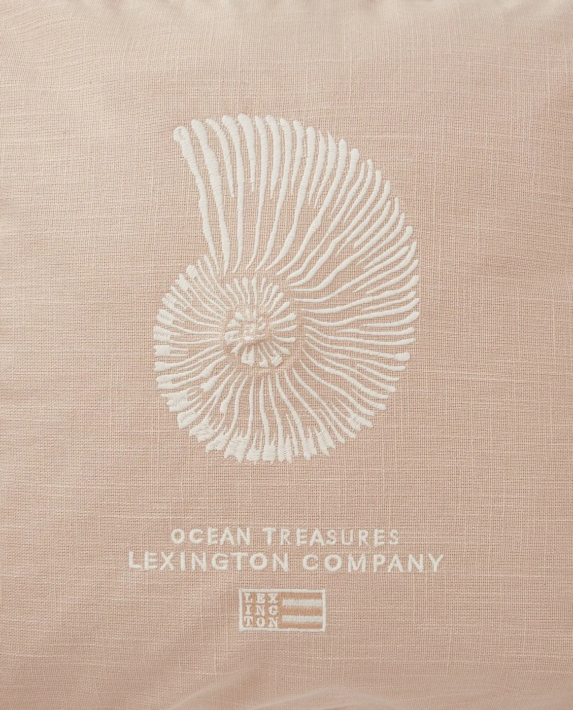 Sea Embroidered Recycled Cotton pudebetræk 50x50, Light beige Lexington