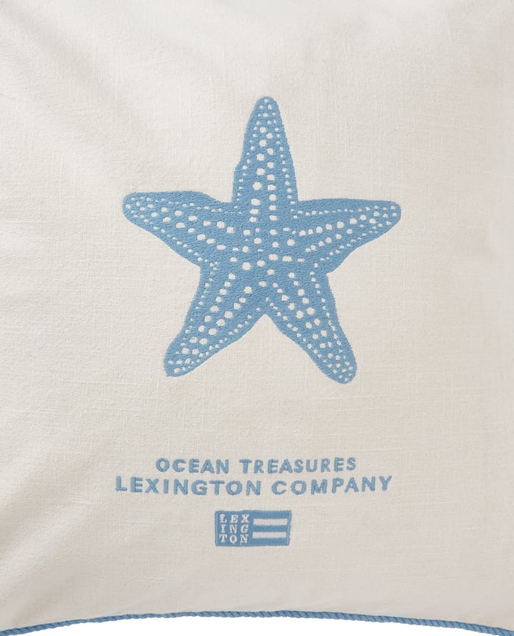 Sea Embroidered Recycled Cotton pudebetræk 50x50, White-blue Lexington