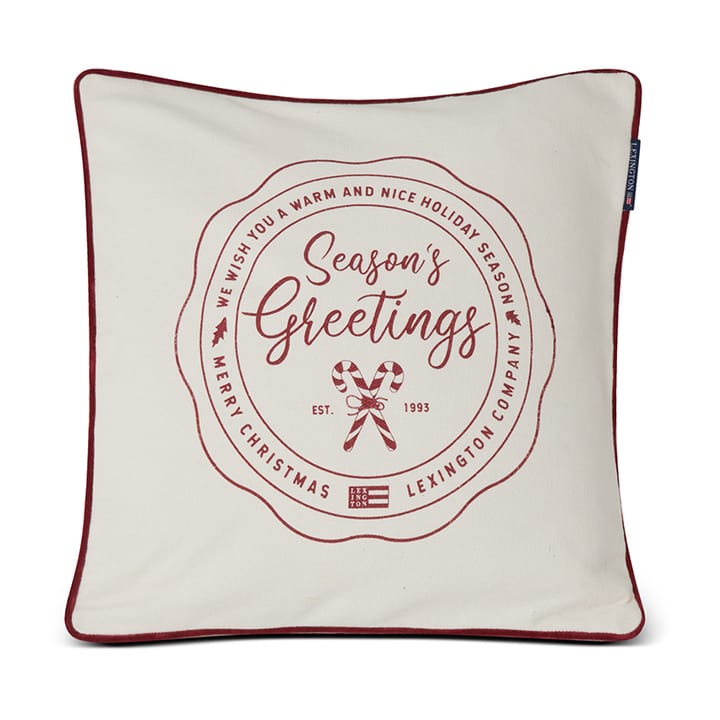 Seasons Greetings Cotton pudebetræk 50x50 cm - Offwhite/Red - Lexington