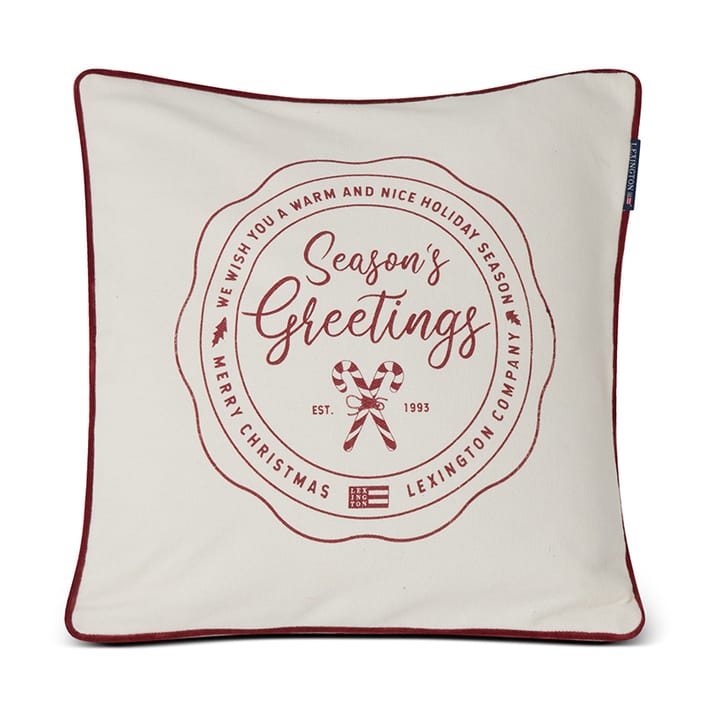 Seasons Greetings Cotton pudebetræk 50x50 cm - Offwhite/Red - Lexington