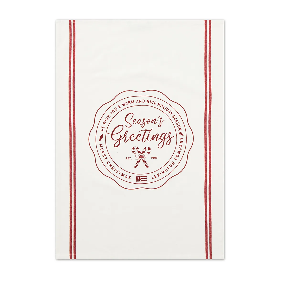 Seasons Greetings Printed viskestykke 50x70 cm, White/Red Lexington