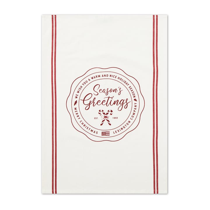 Seasons Greetings Printed viskestykke 50x70 cm - White/Red - Lexington