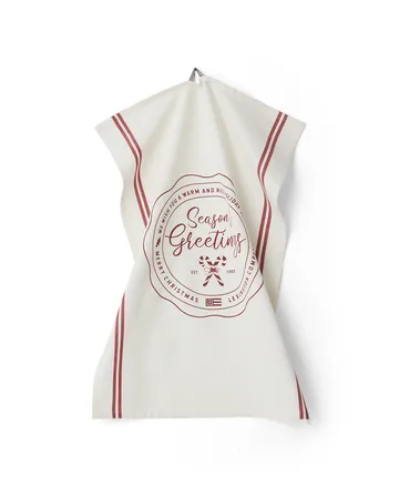 Seasons Greetings Printed viskestykke 50x70 cm - White/Red - Lexington