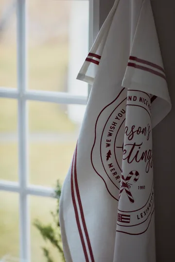 Seasons Greetings Printed viskestykke 50x70 cm - White/Red - Lexington