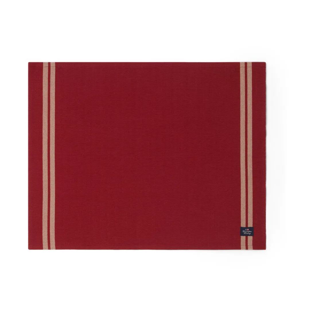 Side Striped Organic Cotton Rip dækkeserviet 40x50 cm, Red/Beige Lexington