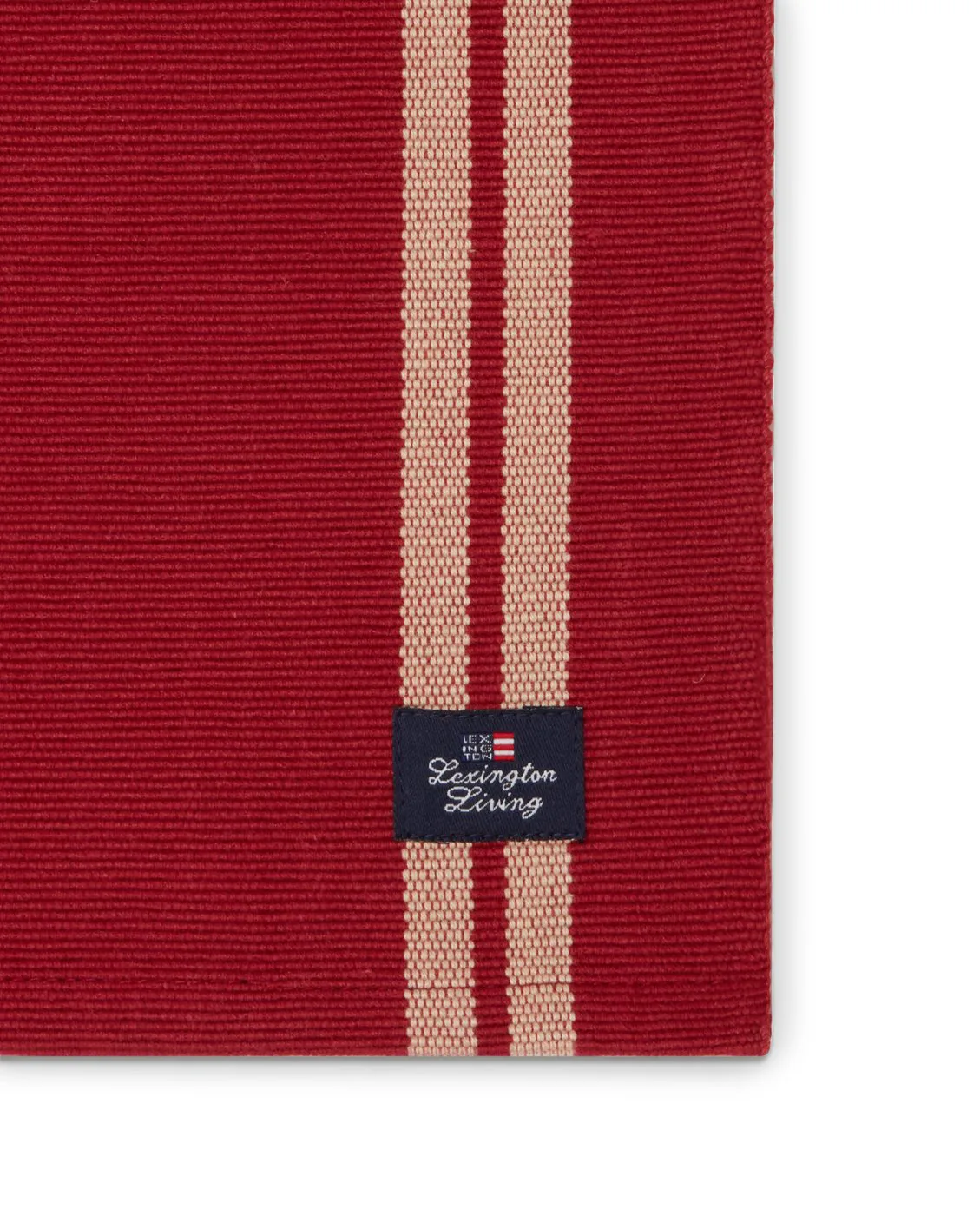 Side Striped Organic Cotton Rip dækkeserviet 40x50 cm, Red/Beige Lexington