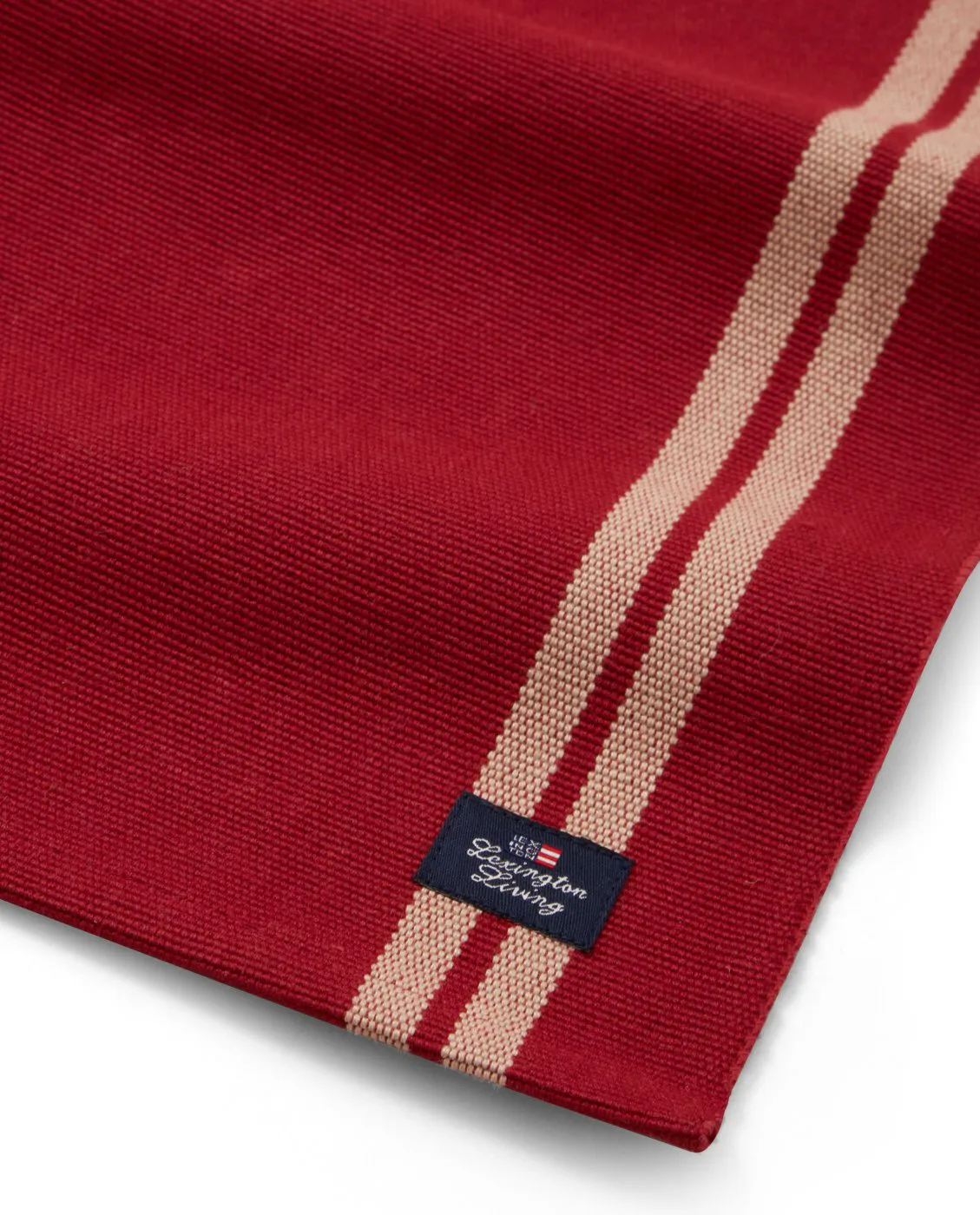 Side Striped Organic Cotton Rip dækkeserviet 40x50 cm, Red/Beige Lexington