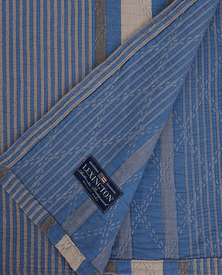 Side Striped Soft Quilted sengetæppe 160x240 cm - Blue - Lexington