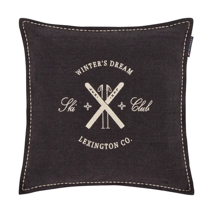 Ski Club økologisk bomuld pudebetræk - Navy-Light beige, 50x50 cm - Lexington