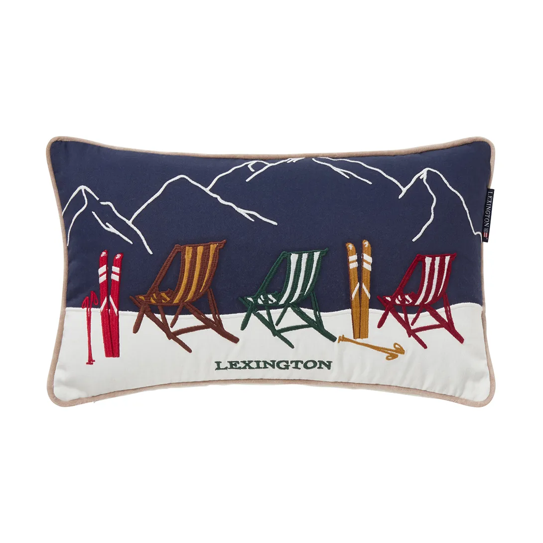Ski resort økologisk bomuld twill pude 30x50 cm, White-Dark blue Lexington