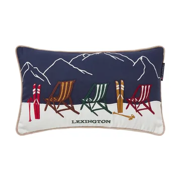 Ski resort økologisk bomuld twill pude 30x50 cm - White-Dark blue - Lexington