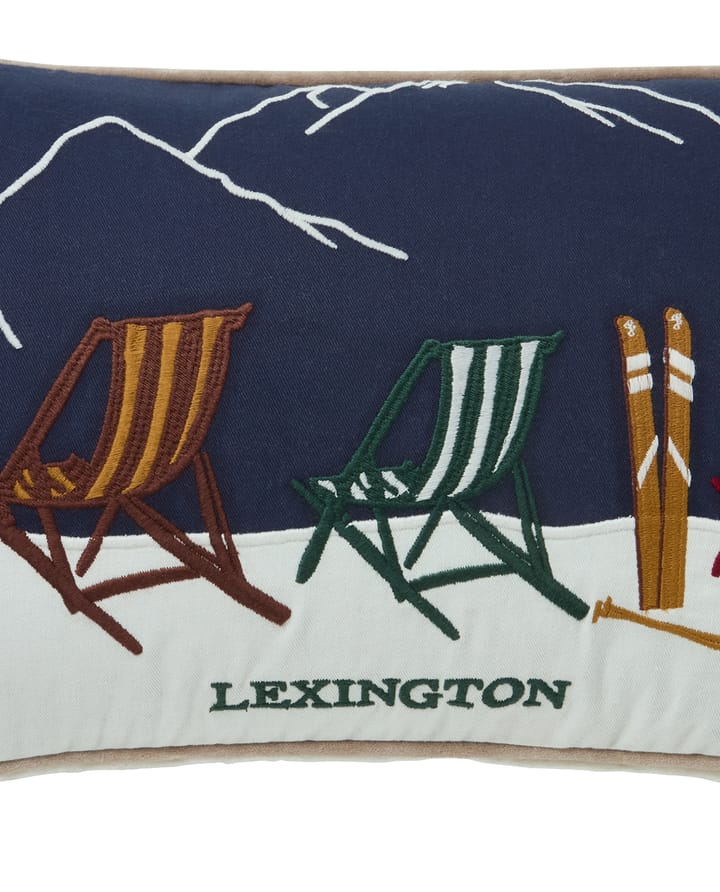 Ski resort økologisk bomuld twill pude 30x50 cm, White-Dark blue Lexington