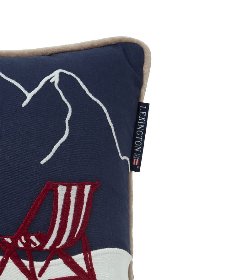Ski resort økologisk bomuld twill pude 30x50 cm, White-Dark blue Lexington