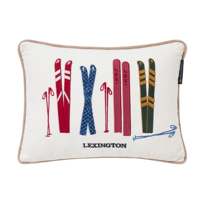 Skis and Poles eko. velourbomulds pude 30x40 cm - White-multi - Lexington