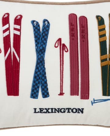 Skis and Poles eko. velourbomulds pude 30x40 cm - White-multi - Lexington