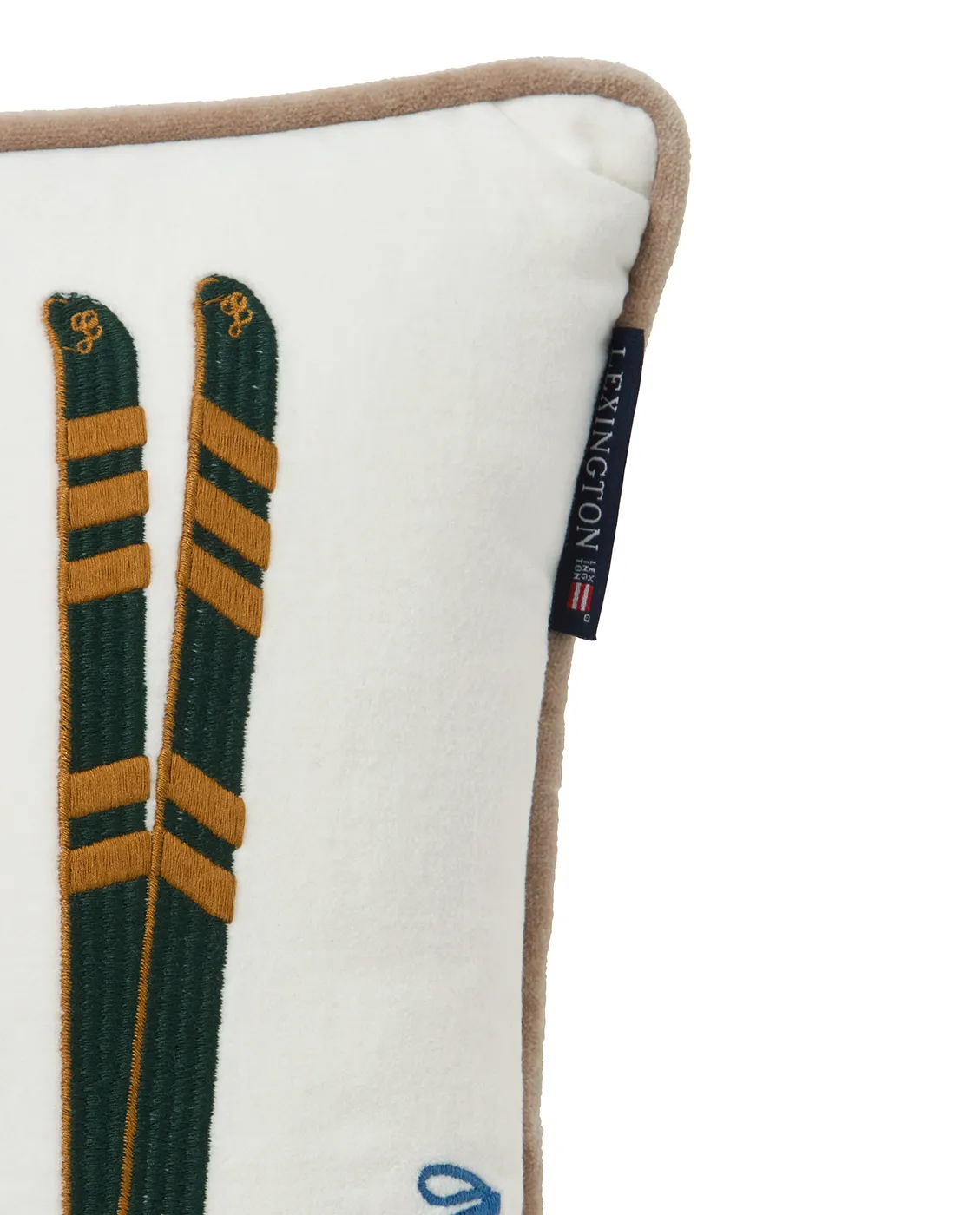 Skis and Poles eko. velourbomulds pude 30x40 cm, White-multi Lexington