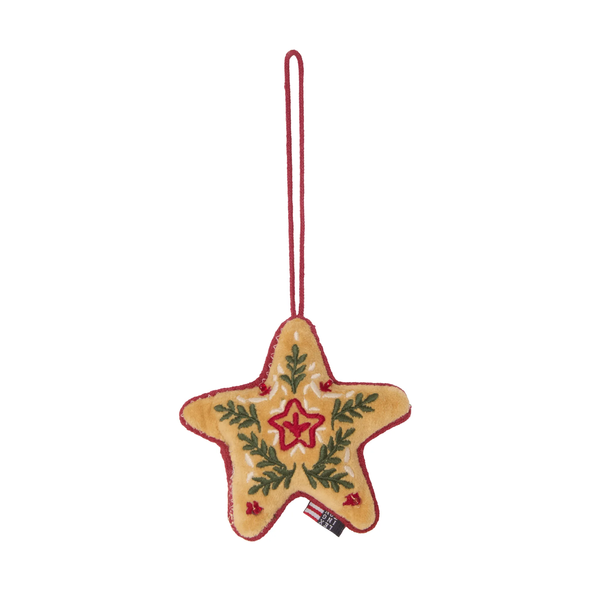 Star økologisk bomuldsfløjl juleophæng, Multi, 10x11x3 cm Lexington